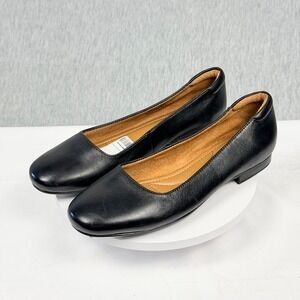 Naturalizer Kelly Ballet Flats Black Leather Round Toe Comfort Shoes Womens 10W